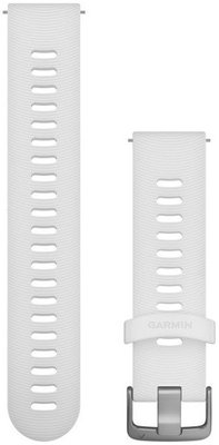 Garmin каишка за бързо освобождаване 20 мм, силиконова, бяла, сребърна катарама (Venu, Venu Sq, Venu 2 plus и др.)
