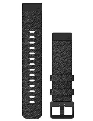 Каишка Garmin QuickFit 20 мм, найлон, черна, черна катарама (Fenix 7S/6S/5S)