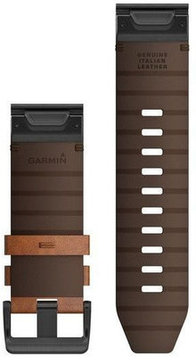 Кожена каишка Garmin 26mm (за Garmin Fenix 8/7X/6X (51mm), Tactix и др.), кафява, QuickFit, 010-12864-05