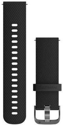 Силиконова каишка Garmin 18 mm (за Venu 2S, Vívoactive 4S, Vívomove 3S), черна, Quick Release, + удължена част, 010-12932-01