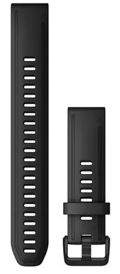 Garmin QuickFit каишка 20 мм, силиконова, черна, черна катарама (Fenix 7S/6S/5S)