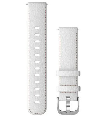 Garmin каишка за бързо освобождаване 18 мм, кожа, бяла, сребърна катарама (Venu 2S, Vívoactive 4S, Vívomove 3S)