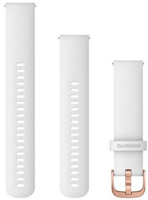 Каишка за бързо освобождаване на Garmin 20 мм, силиконова, бяла, с катарама от розово злато (Venu, Venu Sq, Venu 2 plus и др.)