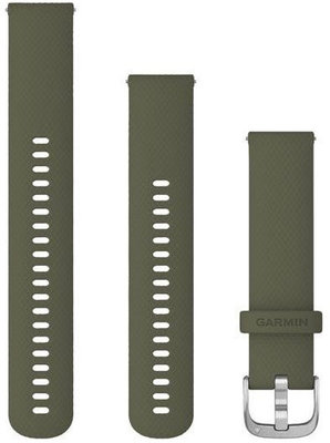 Garmin каишка за бързо освобождаване 20 мм, силиконова, зелена, сребърна катарама (Venu, Venu Sq, Venu 2 plus и др.) + удължена част