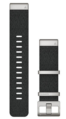Каишка Garmin QuickFit 22 мм, найлон, черна, сребърна катарама (Fenix 7/6/5, Epix 2 и др.)