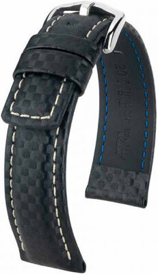 Черна кожена каишка Hirsch Carbon L 02592050-2 (Teletina)