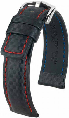 Kожена каишка Hirsch Carbon L 02592052-2, черна, телешка кожа, удължена дължина