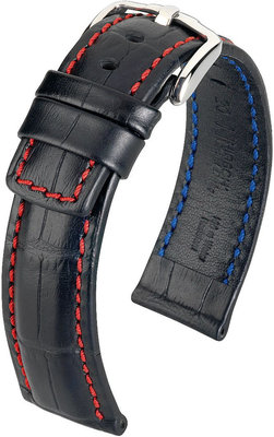 Черна кожена каишка Hirsch Grand Duke L 02528050-2, телешка кожа, удължена дължина