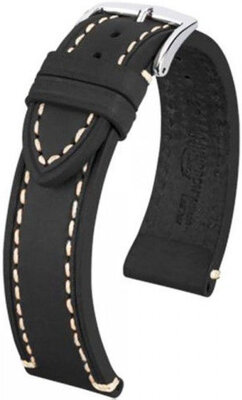 Кожена каишка Hirsch Liberty L 10900250-2, черна, телешка кожа, удължена дължина