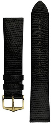 Кожена каишка Hirsch Lizard L 01766050-1, черна, гущерска кожа, дължина L, Quick Release