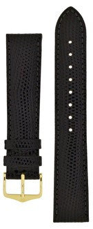 Кожена каишка Hirsch Rainbow L 12322650-1, черна, телешка кожа, дължина L, Quick Release