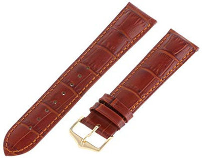 Кожена каишка Hirsch Duke L 01028070-1, кафява, телешка кожа, дължина L, Quick Release