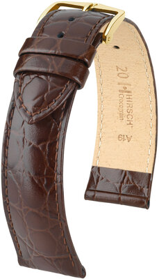 Тъмнокафява кожена каишка Hirsch Crocograin M 12302810-1 (Teletina)