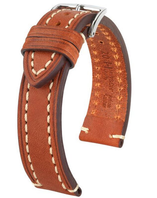 Кожена каишка Hirsch Liberty L 10900270-2, кафява, текшка кожа, удължена дължина