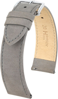 Кожена каишка Hirsch Osiris L 03433030-2, сива, телешка кожа, дължина L, Quick Release