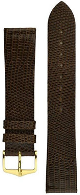 Кожена каишка Hirsch Lizard L 01766010-1, кафява, гущерска кожа, дължина L, Quick Release