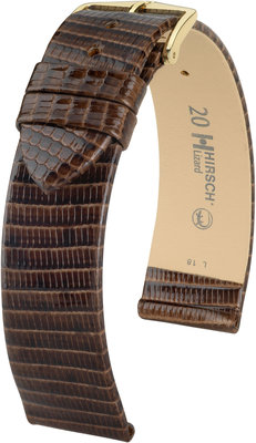Тъмнокафява кожена каишка Hirsch Lizard L 01766010-1 (кожа гущер)