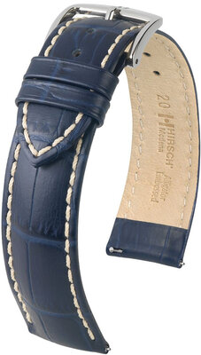 Тъмносиня кожена каишка Hirsch Modena L 10302880-2 (Teletina)
