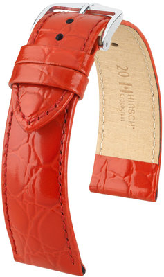 Червена кожена каишка Hirsch Crocograin M 12302820-2 (Teletina)
