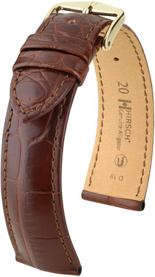 Кафява кожена каишка Hirsch Genuine Alligator L10220719-1 (алигаторска кожа)