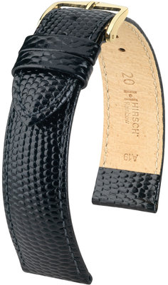 Кожена каишка Hirsch Rainbow M 12302650OE 1, черна, телешка кожа, open end (за фиксирани щифтове), дължина M
