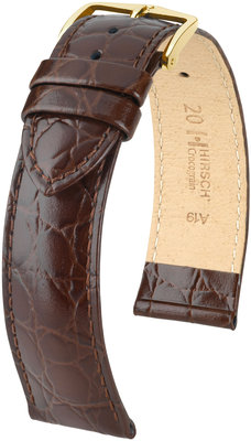 Тъмнокафява кожена каишка Hirsch Crocograin L 12322810-1 (Teletina)