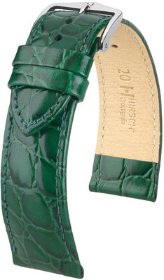 Зелена кожена каишка Hirsch Crocograin M 12302840-2 (Teletina)