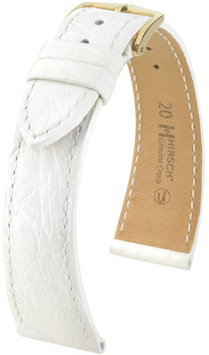 Бяла кожена каишка Hirsch Genuine Croco L 18920800 (крокодилска кожа) Hirsch selection