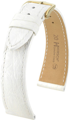 Бяла кожена каишка Hirsch Genuine Croco M 18900800-1 (крокодилска кожа) Hirsch selection