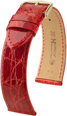 Червена кожена каишка Hirsch Genuine Croco L 18920820-1 (крокодилска кожа) Hirsch selection