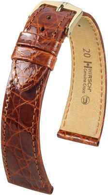 Кафява кожена каишка Hirsch Genuine Croco M 18900870-1 (крокодилска кожа)