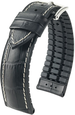 Черна каишка Hirsch George L 0925128050-2 (телешка кожа / естествен каучук)