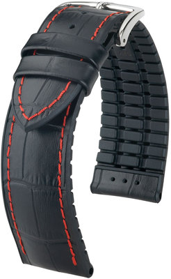 Черна каишка Hirsch George L 0925128052-2 (телешка кожа / естествен каучук)
