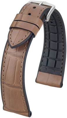 Кафява каишка Hirsch Ian L 0935007095-2 (алигаторска кожа / естествен каучук)