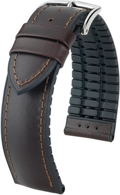 Тъмнокафява каишка Hirsch James L 0925002010-2 (телешка кожа / естествен каучук)