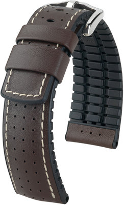 Тъмнокафява каишка Hirsch Tiger L 0915075010-2 (телешка кожа / естествен каучук)