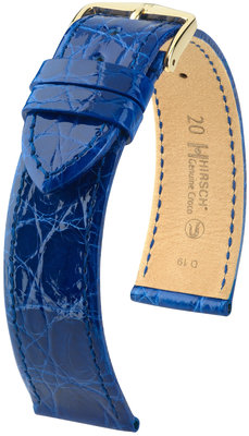 Синя кожена каишка Hirsch Genuine Croco L 18920885-1 (крокодилска кожа) Hirsch selection