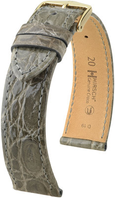 Сива кожена каишка Hirsch Genuine Croco L 18920830-1 (крокодилска кожа) Hirsch selection