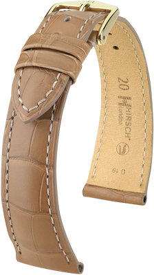Бежова кожена каишка Hirsch London L 04307099-1 (алигаторска кожа) Hirsch selection