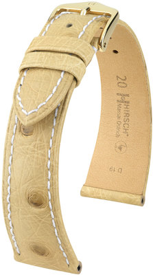 Бежова кожена каишка Hirsch Massai Ostrich L 04262091-1 (щраусова кожа) Hirsch selection