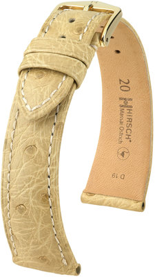 Бежова кожена каишка Hirsch Massai Ostrich L 04362090-1 (щраусова кожа) Hirsch selection