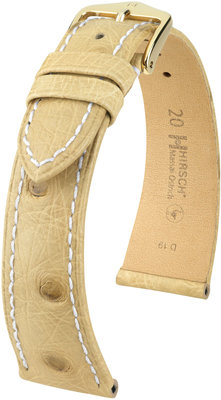 Бежова кожена каишка Hirsch Massai Ostrich L 04362091-1 (щраусова кожа) Hirsch selection