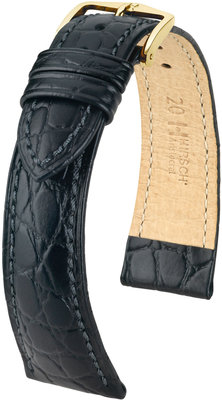 Черна кожена каишка Hirsch Aristocrat M 03828150-1 (Teletina)