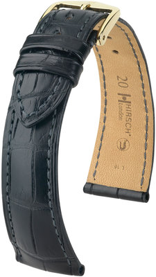 Черна кожена каишка Hirsch London L 04307059-1 (алигаторска кожа)