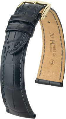 Черна кожена каишка Hirsch London M 04307159-1 (алигаторска кожа)