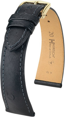 Черна кожена каишка Hirsch Massai Ostrich L 04362050-1 (щраусова кожа) Hirsch selection