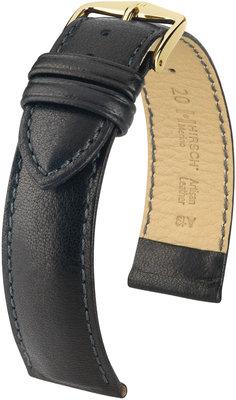 Черна кожена каишка Hirsch Merino L 01206050-1 (Овча кожа)