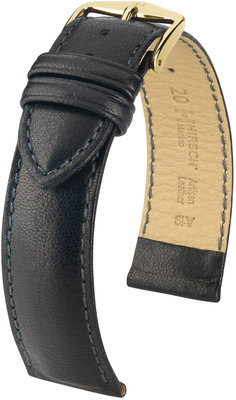 Черна кожена каишка Hirsch Merino M 01206150-1 (Овча кожа)