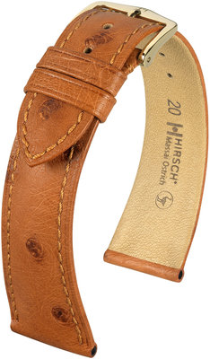 Кафява кожена каишка Hirsch Massai Ostrich L 04362070-1 (щраусова кожа) Hirsch selection