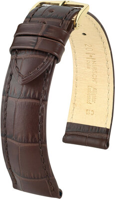 Кожена каишка Hirsch Duke L 01028010OE-1, кафява, телешка кожа, open end (за фиксирани щифтове), дължина L, Quick Release